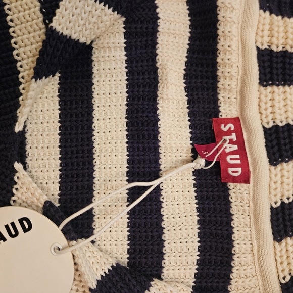 Nwt STAUD Alloy monochrome Nautical stripe relaxed Sweater xs - Picture 7 of 9